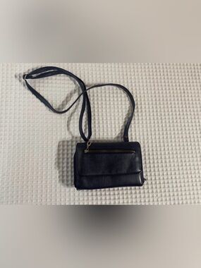 Classic Dark Navy Blue Leather Crossbody Wallet Cellphone Case Bag